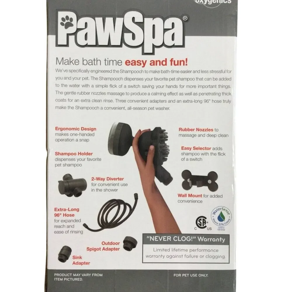 Oxygenics PawSpa Dog Shower Head Kit Pet Bath Nozzle & Shampoo Sprayer NEW